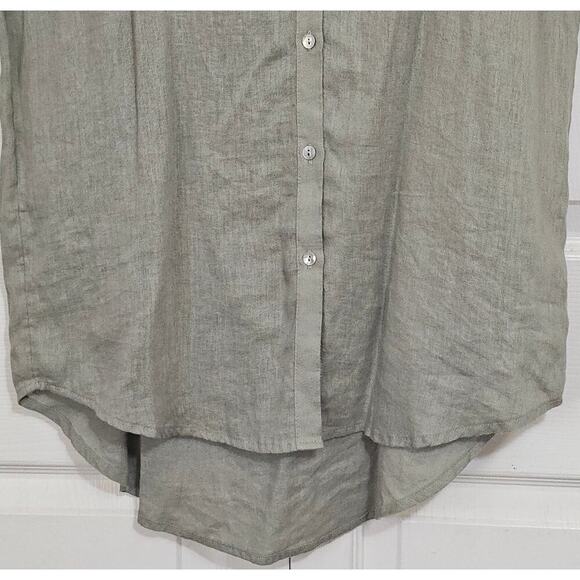 Tahari NWT Women's Linen Tunic Top Blouse Shirtdress Small Green Summer Natural - Picture 5 of 9